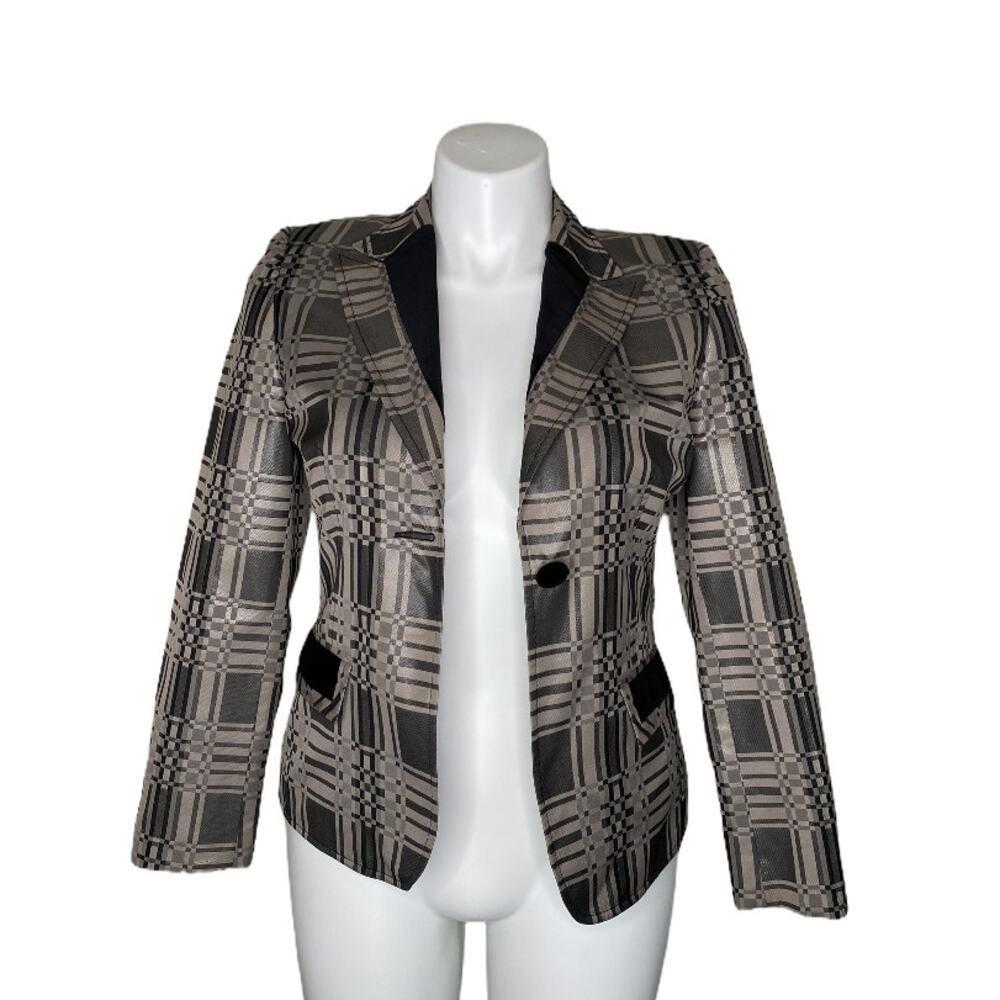 Vintage Basler Classy Plaid Blazer with velvet trim EU 38